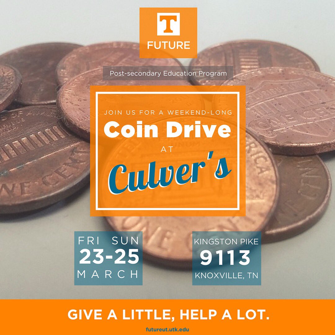 utk_future's tweet photo. In just one week, our first weekend-long #fundraiser at @culvers begins! Stop by Culver's on Kingston Pike for a meal next Friday, Saturday or Sunday and donate to the UT FUTURE Program!
•
•
#utkfuture #postsecondaryeducation https://t.co/HVrS3r0vKs