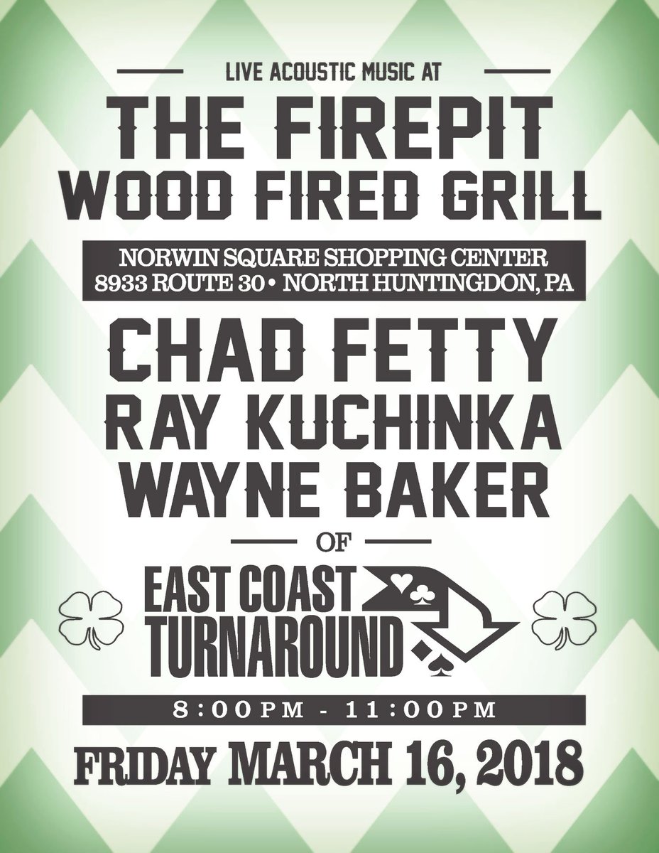 ectband's tweet photo. Tonite! @ChadFetty, @raykuchinka and #WayneBaker at #Firepit in #IrwinPA. 8 pm. Can't wait! https://t.co/hPYdGSuguB