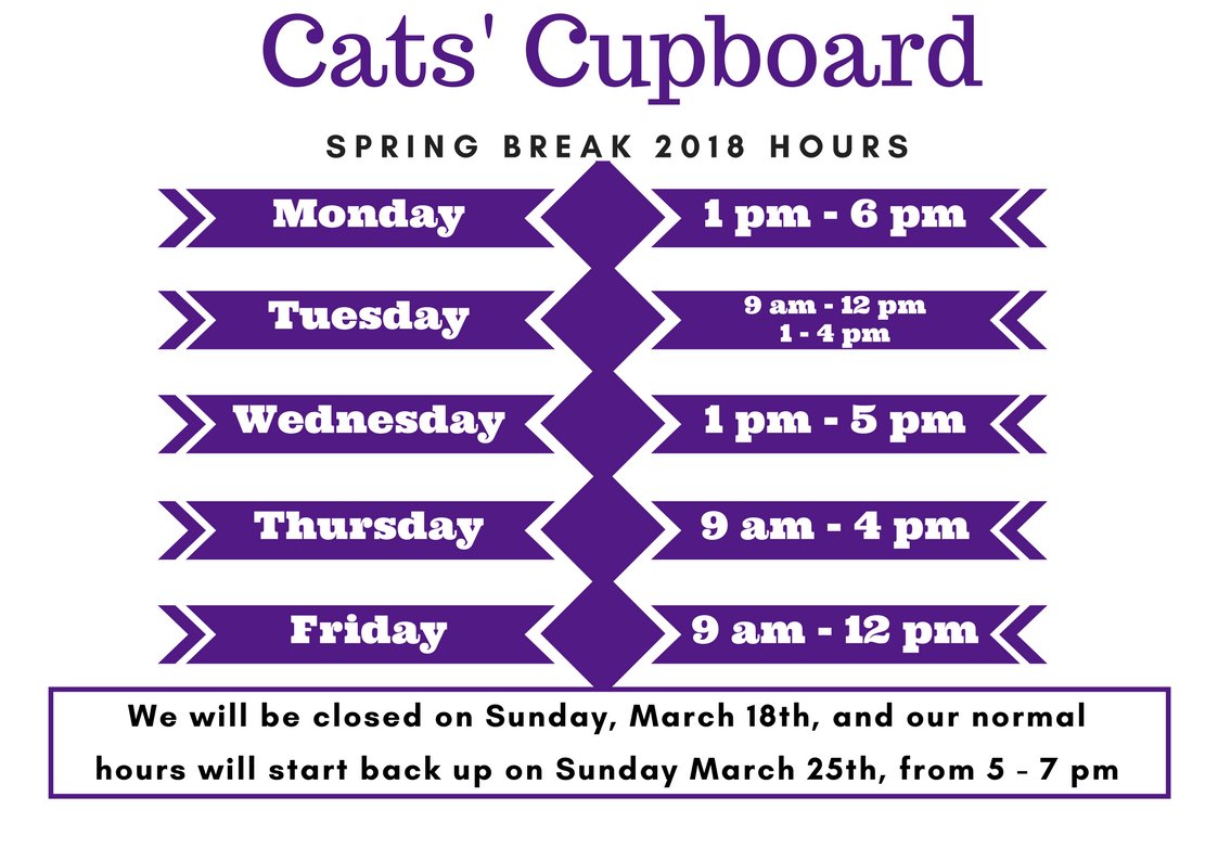 catscupboardksu's tweet photo. #Springbreakhours https://t.co/FfUYvNr4vH