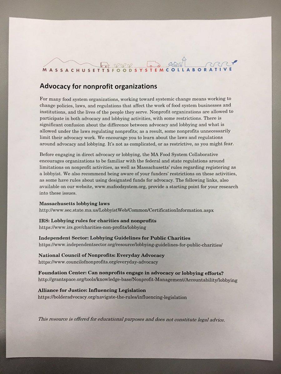LalaEatsLocal's tweet photo. Cheat sheet for advocacy for nonprofit organisations in Massachusetts #ufc2018 #advocacy #nonprofit #Massachusetts #MA #advocacy101 https://t.co/0GnbEilvvI