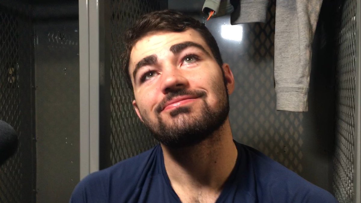 InsideCarolina's tweet image. Reporter: Do you ever get tired of seeing your shot against Kentucky played on TV over and over again?

Luke Maye: