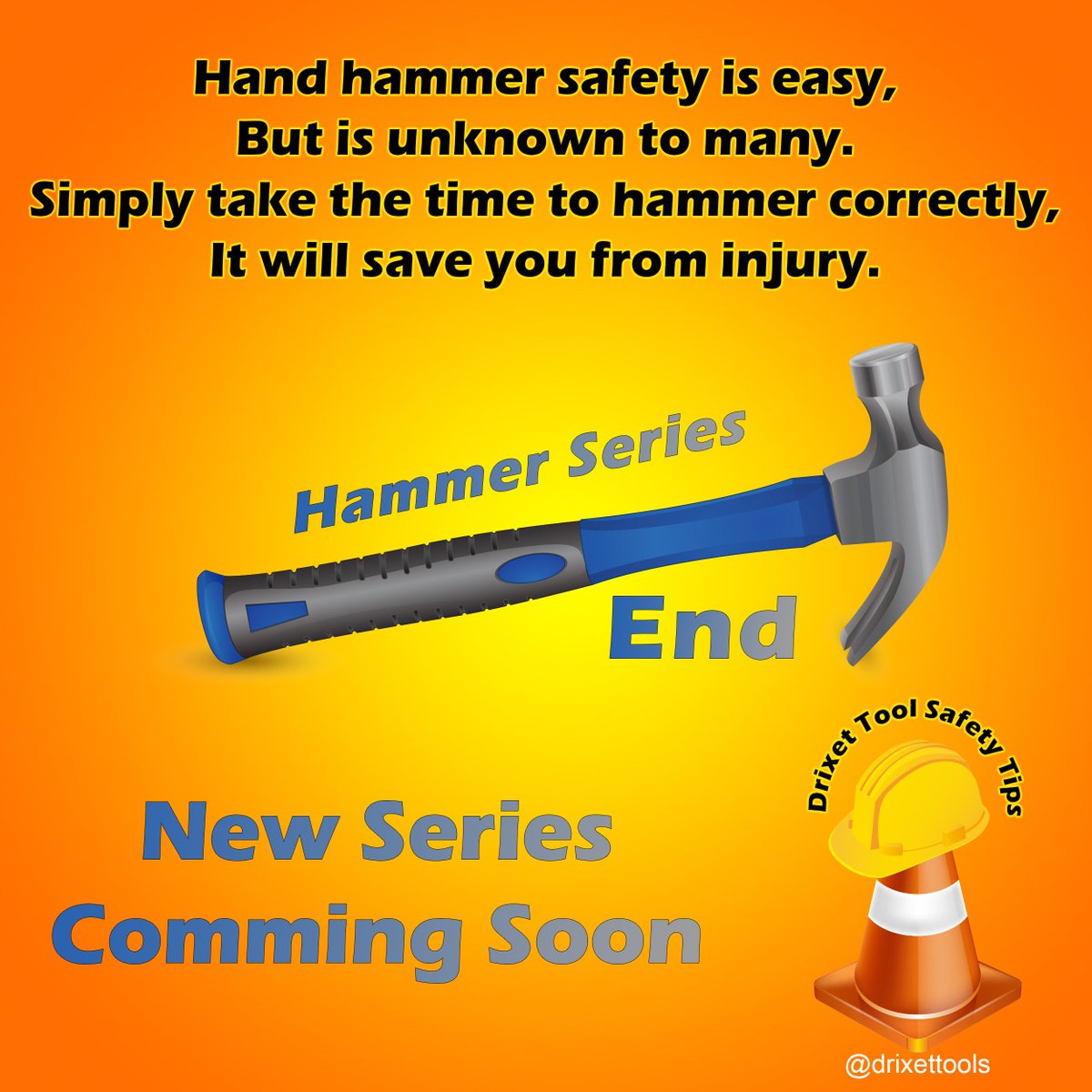 DrixetTools's tweet photo. #End - Hand hammer safety is easy, but is unknown to many. Simply take the time to hammer correctly, it will save you from injury. https://t.co/SbyVaKCOwJ