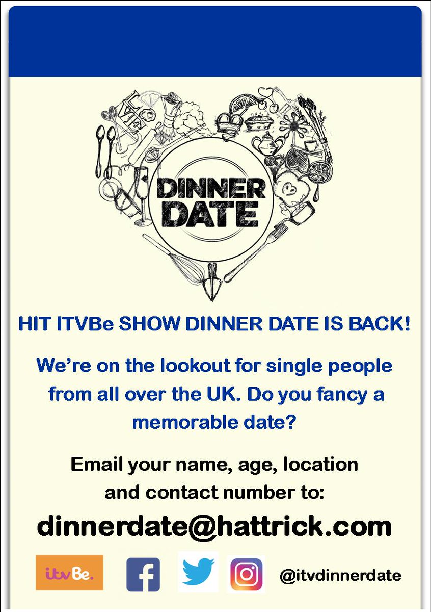 <a href="/cast_me_tv/">TV CASTINGS UK</a> LONDON MEN! Dinner Date is back and looking for single London lads up for a date with a difference! Get in touch now by emailing - dinnerdate@hattrick.com