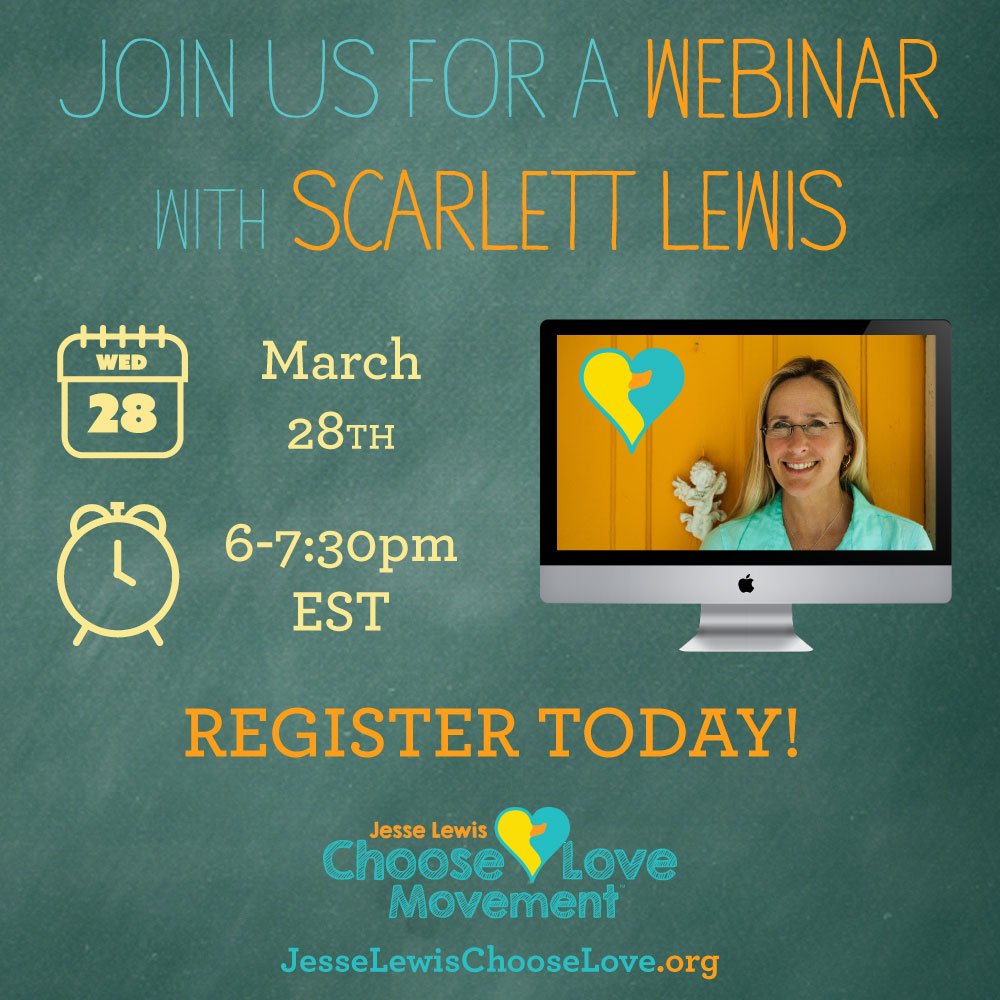 ScarlettMLewis's tweet photo. Join Scarlett Lewis for a Free Webinar on March 28th, 6-7:30pm EST.  Register here: https://t.co/6pIoq99NHy https://t.co/1hmwPynmi9