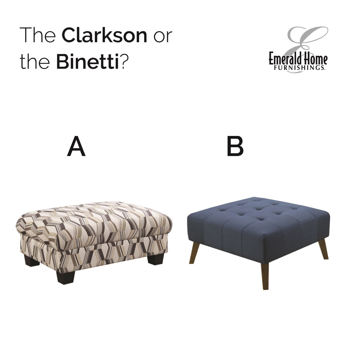 EmeraldHome1's tweet image. Which ottoman would you choose? Which can you see in your space? #AorB #Clarkson #Binetti #furniture #homestyle #furnituredesign #interiordesign #EmeraldHomeFurnishings #whatsyourstyle #designinspo #HPMKT #interiorlovers #decorating #homedecor