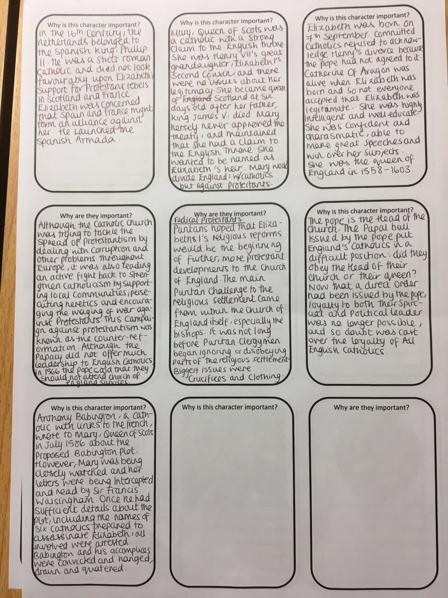 worcesterjonny's tweet photo. Top Trumps 2 - the pupils are thinking about the importance of individuals, groups and geographical areas during Elizabeth’s reign #history https://t.co/JGdYoln9IS