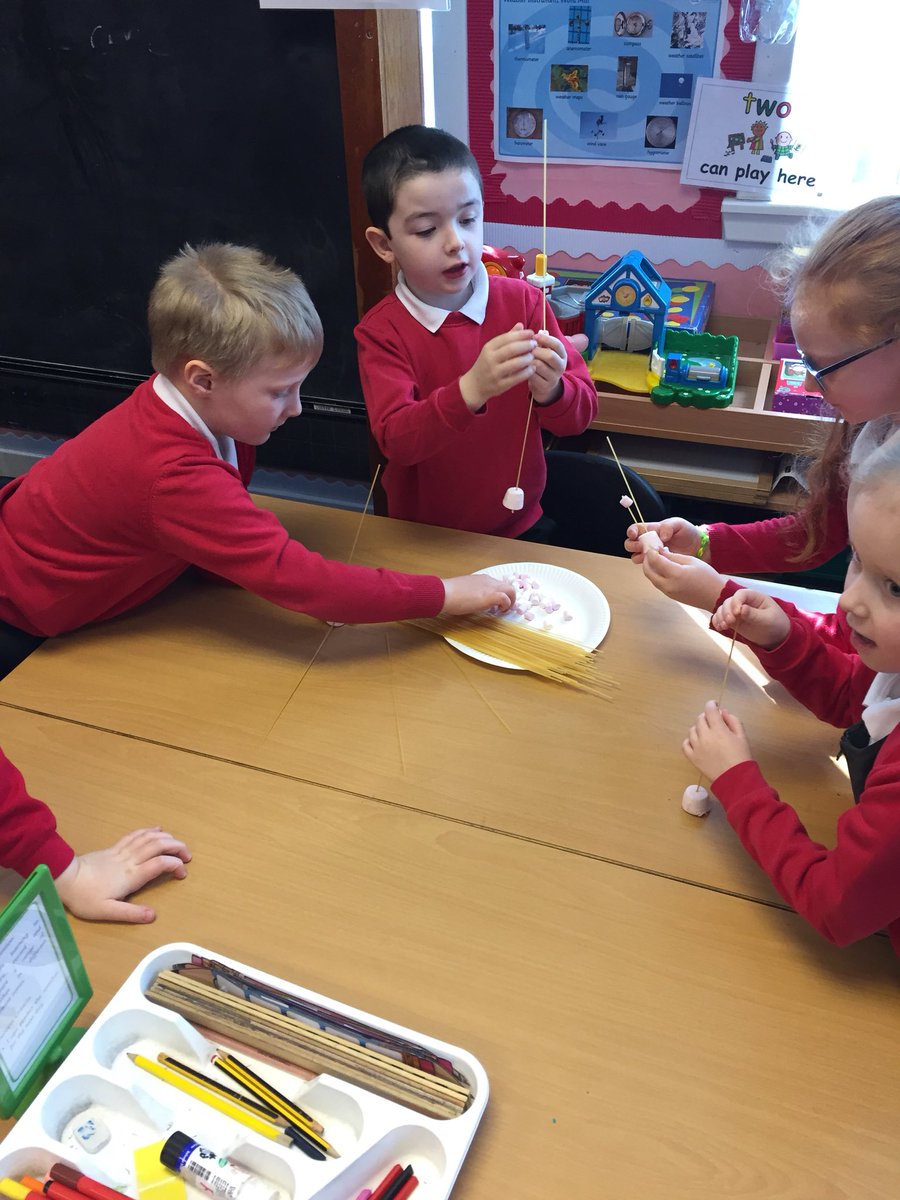 MrsAChok's tweet photo. We loved our visit from  @EmmaWeb_STEM 😄🌟 We worked in teams to create towers from marshmallows &amp; spaghetti!  👍 https://t.co/i01UR9I1Q0