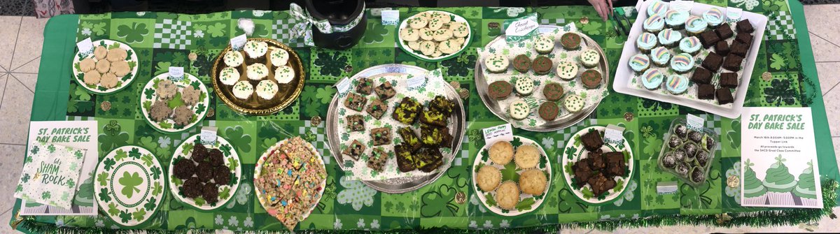 DalSCSDStudents's tweet photo. Bake sale! Swing by the Tupper Link for a tasty St. Patrick’s Day themed treat! https://t.co/n2oB4b6wdC