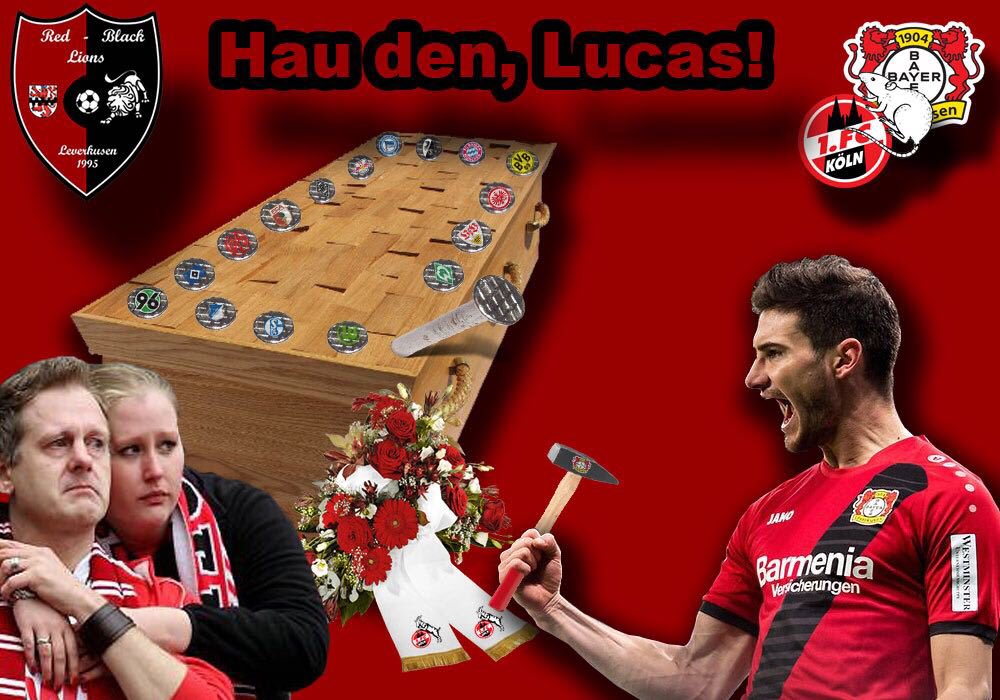 RBL_Lev's tweet photo. Der letzte Nagel muss noch rein! 
❤️🖤
🐐🔨☠️

#KOEB04 #bayer04  #bayer04fussball #farbenstadt #derbysieger #leverkusen #stärkebayer #RBL95 https://t.co/kwZwExxoOq