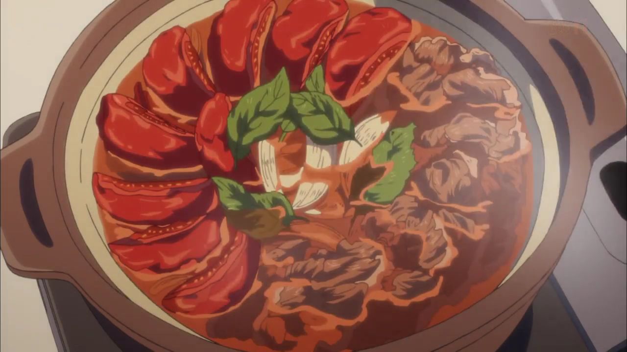 おちさん 通常運行 ゆるキャン 第11話 クリキャン より 今週は飯テロづくし 笑 厚切りベーコン スモア すき焼き からの トマトすき焼き 締めは チーズパスタ ほんと あおいちゃんは料理上手やねぇ Yurucamp T