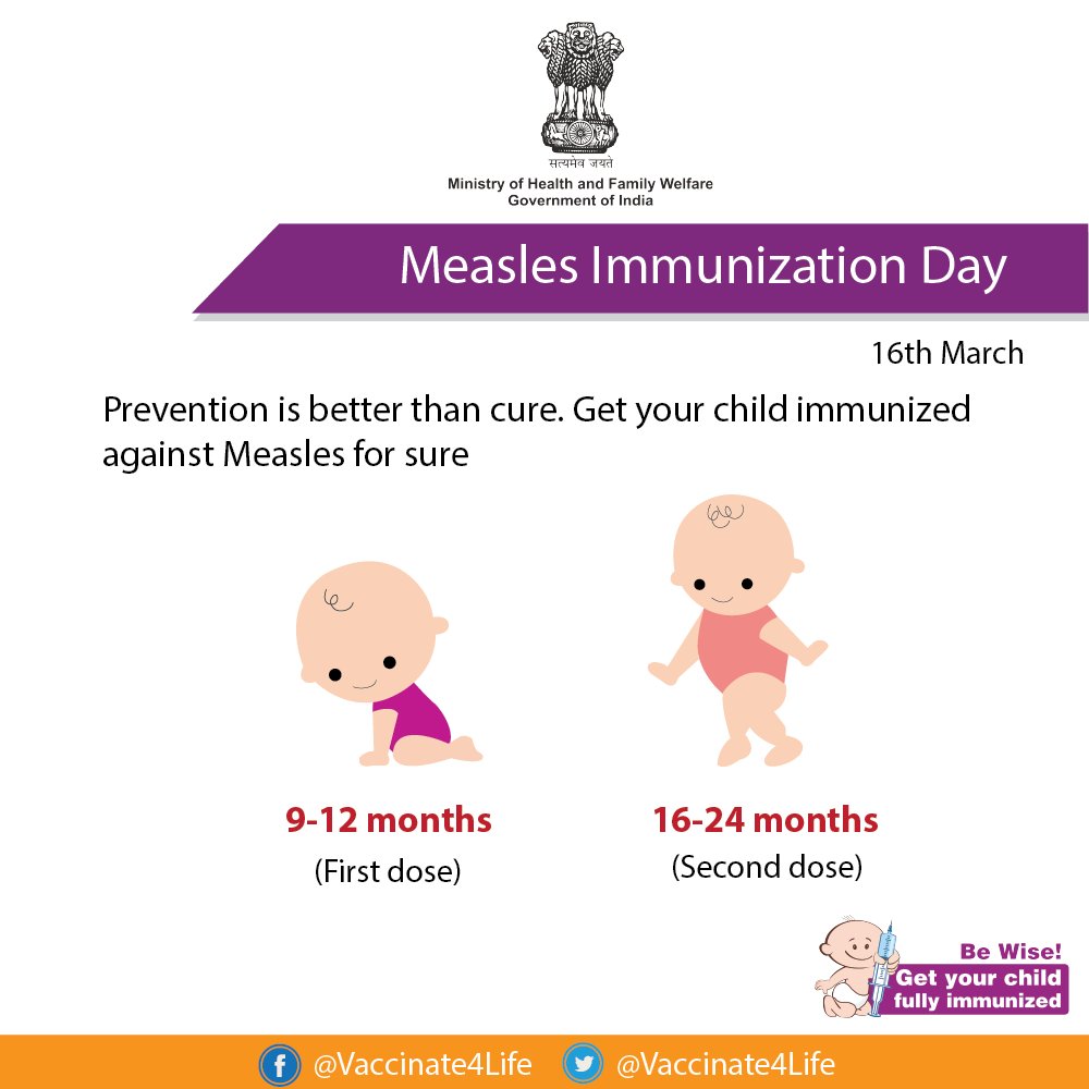 Young children who don’t receive measles vaccine are at highest risk of the deadly disease. This #MeaslesImmunizationDay, let’s pledge to vaccinate all our children against this deadly disease!  #FightMeaslesRubella #SwasthaBharat #AyushmanBharat #VaccinesWork @MoHFW_India