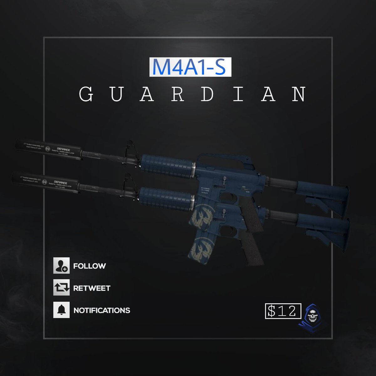KaioluOfficial's tweet photo. ♖2x M4A1-S | Guardian [$12] Giveaway #CSGOGiveaway 

🅰Retweet 
🅱Follow @Liegeneer &amp; @Lemnboi 
🆎Tag a Giveaway Hunter 

[2 Winners] 

Winner in 24 Hours 
Good luck https://t.co/DfFbTNmWQ4