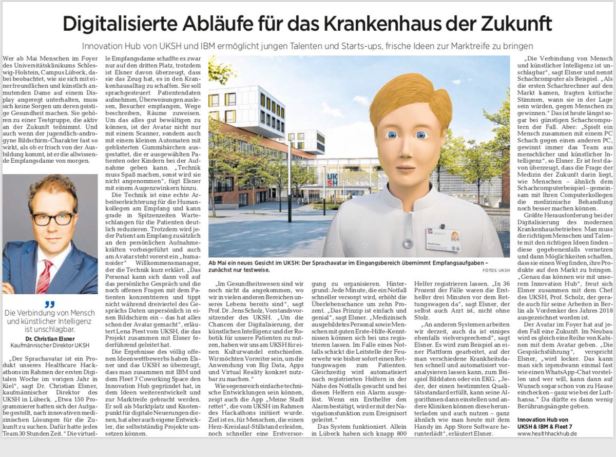 Nachhaltig Hacken? Auf dem @healthhackkiel ein Thema. Über 30% unserer Teilnehmerteams stehen mit uns weiter in Kontakt und marktreife Produkte entstehen: Im Mai geht unser drittplatziertes Team Avatar im UKSH online mit „künstlicher“ Empfangsdame