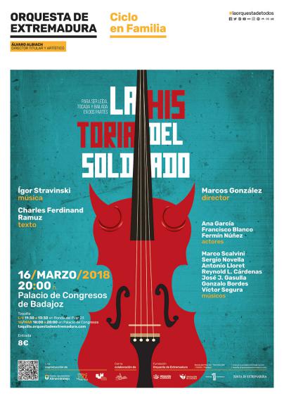 PalomaMorcillo's tweet image. Otro gran plan para esta noche en Badajoz es acudir al #PalacioDeCongresos a las 20:00 horas y disfrutar con la #OrquestaDeExtremadura del #ConciertoEnFamilia "La Historia del Soldado", con la dirección musical de #MarcoGonzález.  No te lo pierdas. #BadajozEsCultura