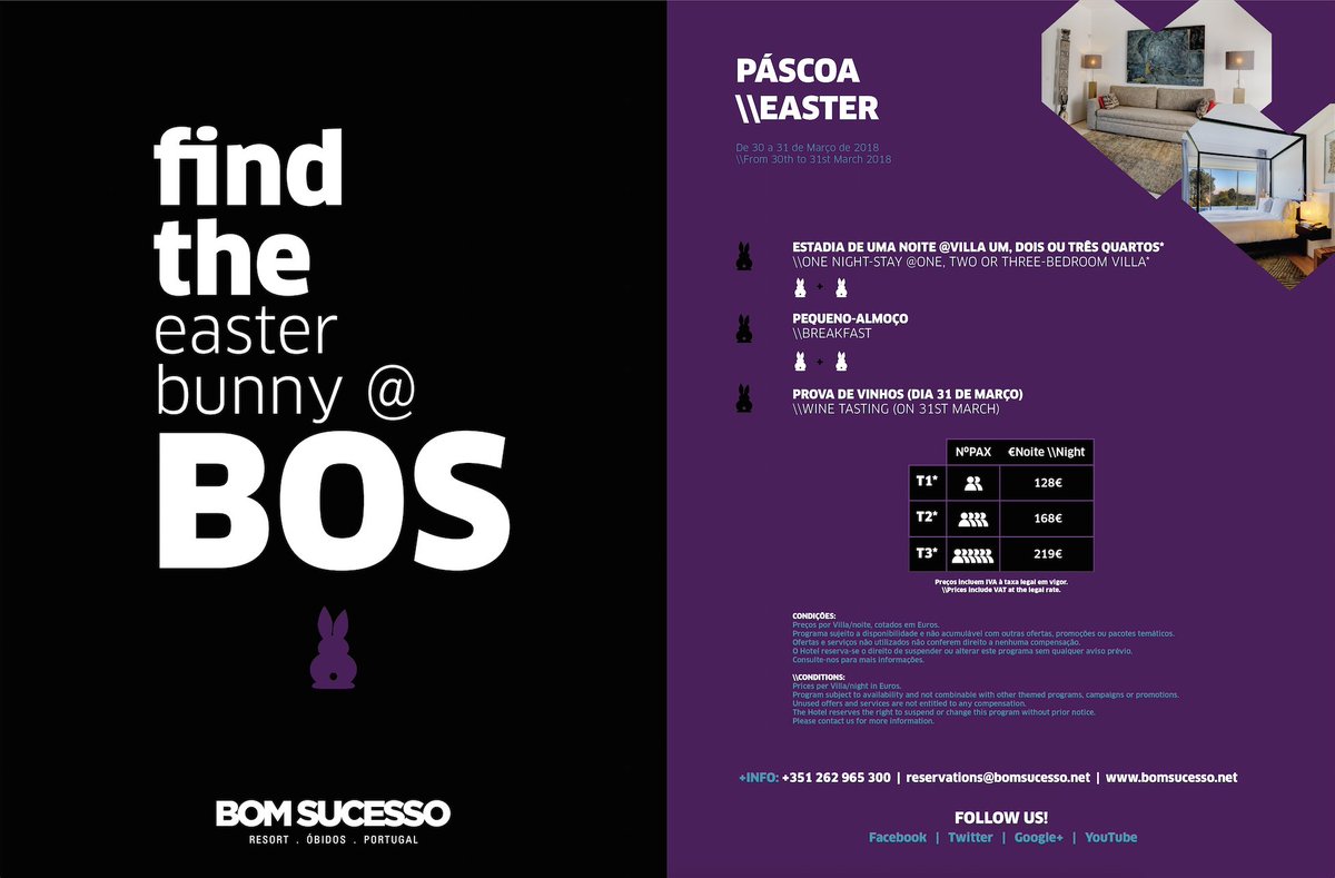 Still on time to find Mr. Bunny 🐰...

🍫🐰🍭 Let's do this 💪🏻: +351 262 965 300 | reservations@bomsucesso.net 🍫🐰🍭

#Pascoa #coelhodapascoa #feriado #familia #Easter #bunny #weekend #holiday #fun #family #Obidos #bomsucesso #resort