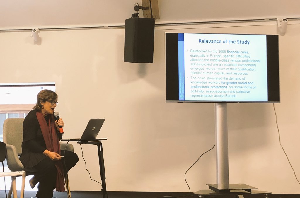 Fo_Elettrica's tweet photo. Presentation of #iWire, research in 8 EU countries about new independent workers. How solve their problem of social protection? #freelance #smartbe #finalevent https://t.co/wMzMx4yqwO