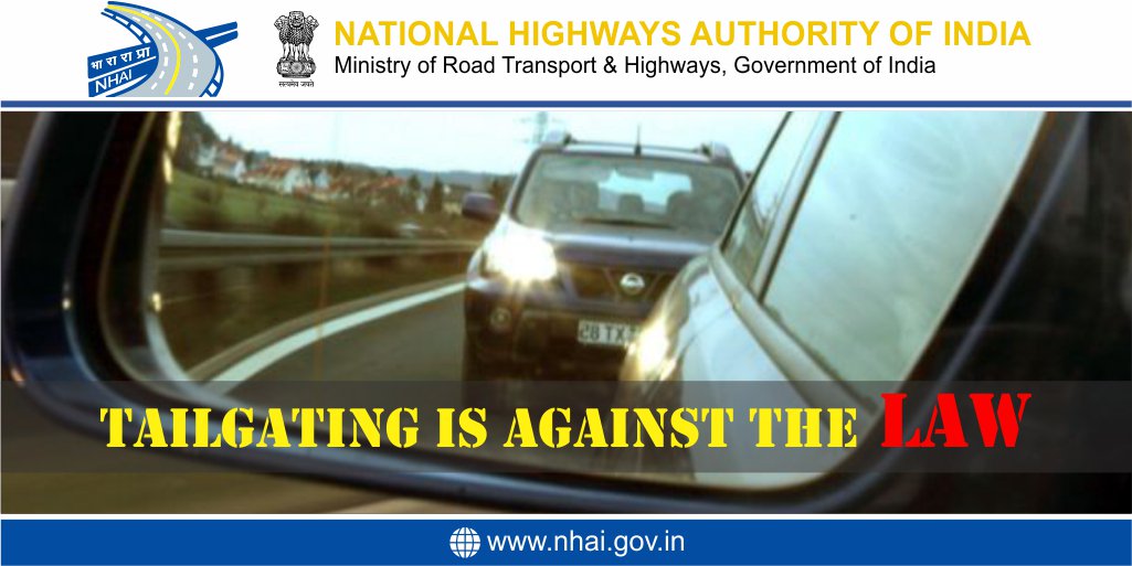 NHAI_Official's tweet photo. #Roadsafetytip Stop Tailgating..! Maintain minimum distance to avoid rear-end accidents #NHAI https://t.co/P0gSELX6CI