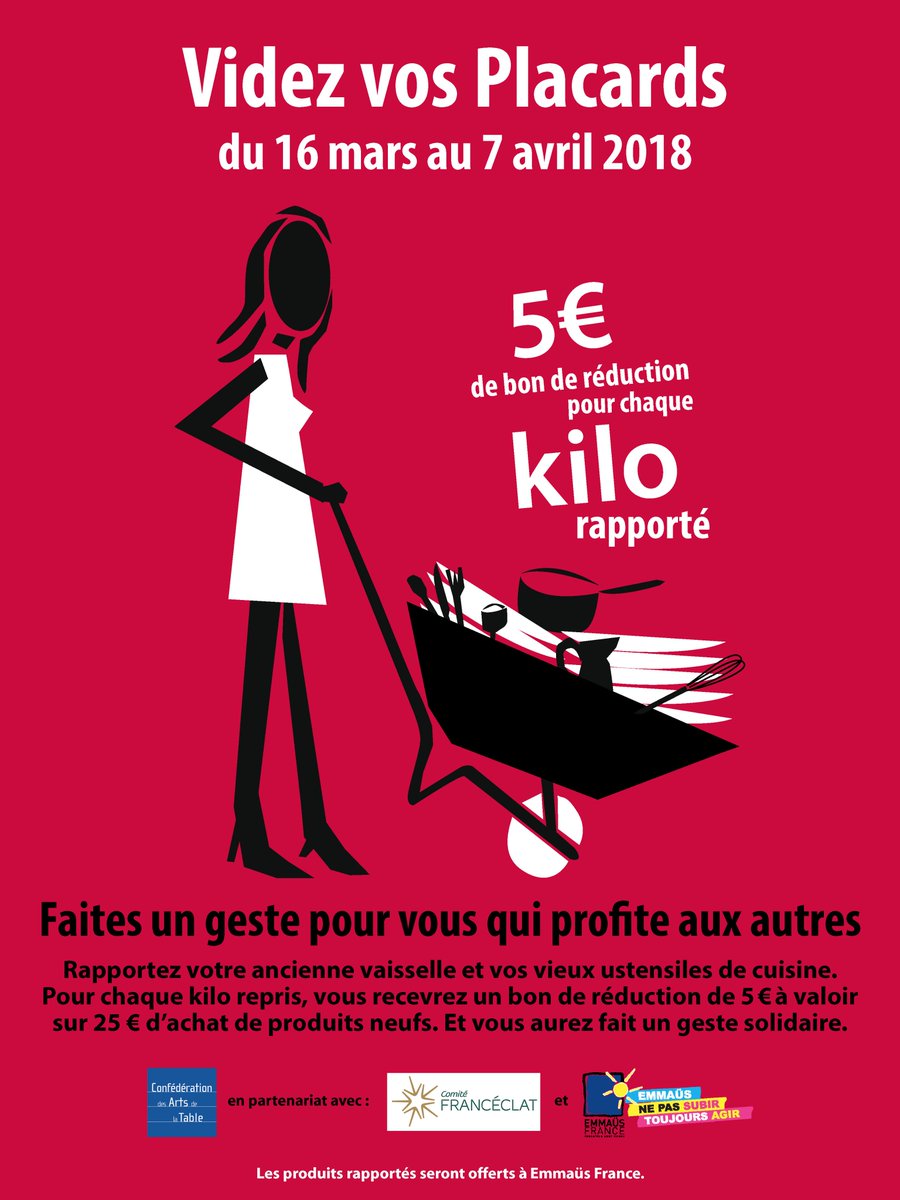 habiague's tweet photo. Aujourd'hui démarre l'opération #videzvosplacards chez #habiague à #toulouse
Recevez un bon de #reduction de 5€ pour 1 kilo de vaisselle ou #ustensilesdecuisine rapportés https://t.co/7kAWw3Y9Qa https://t.co/ONo6jcu92t
