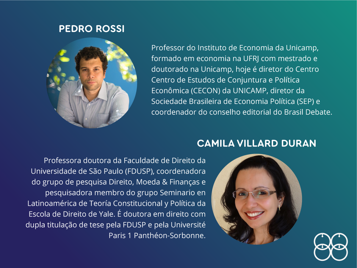 Nesse sábado, receberemos a Camila Duran, Professora Doutora da Faculdade de Direito da Universidade de São Paulo e o Pedro Rossi, Professor do Instituto de Economia da Unicamp, para uma aula de Princípios Elementares da Economia!