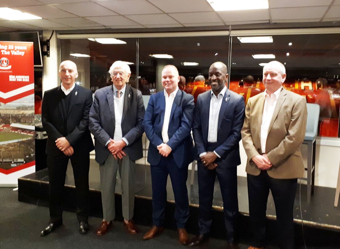 suthersuk's tweet photo. What a fantastic evening we had at #TheValley yesterday at the 'Down Memory Lane' @CAFCTrust &amp; @ProstateUK event. I thoroughly enjoyed hosting what was a special night in the company of four @CAFCofficial legends; Steve Gritt, Roger Alwen, Chris Powell and Lennie Lawrence. https://t.co/ARN0UUGs9t