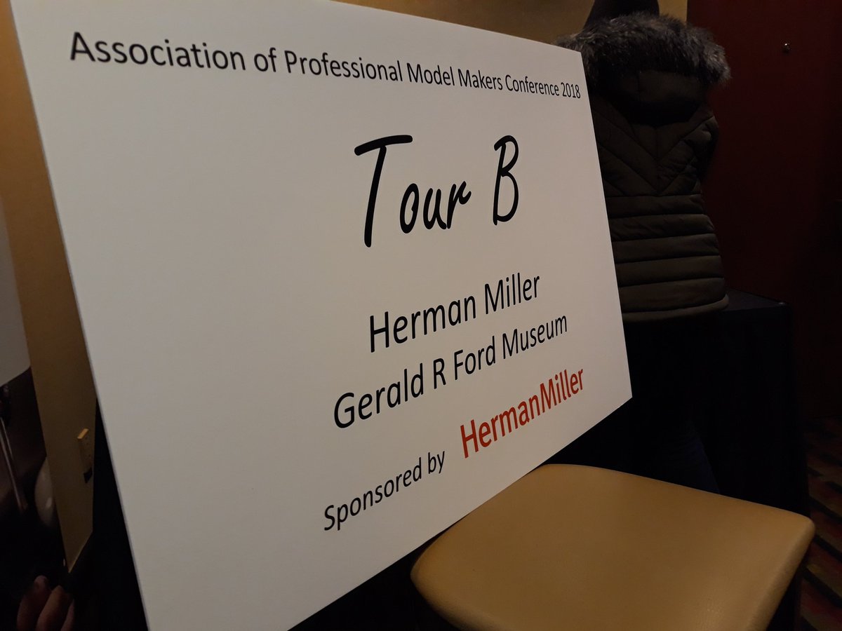 ModelMakersOrg's tweet photo. And we are off! Tours headed to @HermanMiller, @Steelcase, Meyer May House, and the Gerald R. Ford Museum with some delicious lunch planned for in between! #APMMConf2018 #GetPaidToMake #Maker #APMMGrandRapids https://t.co/9ysGZvq02d