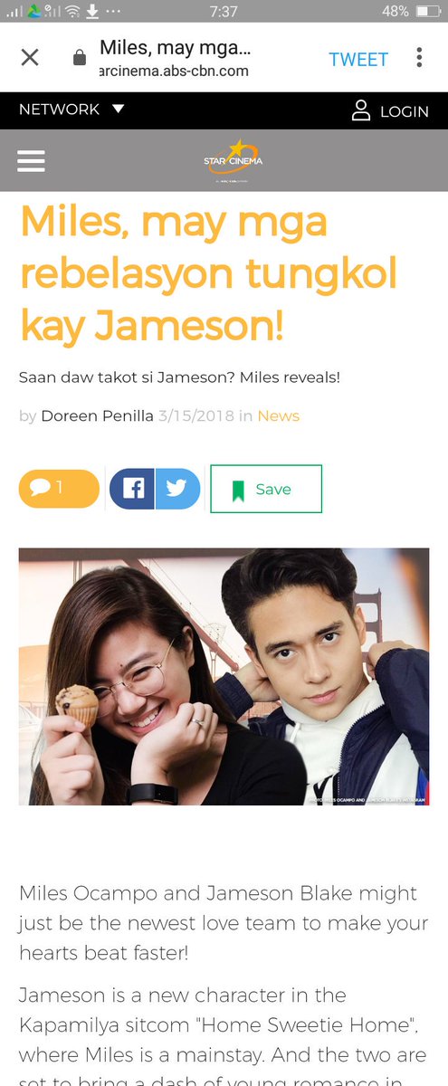 iLuvMilesOcampo's tweet photo. Miles Ocampo and Jameson Blake might just be the newest love team to make your hearts beat faster! © @StarCinema 💛
@milesocampo_14 @hashtag_jameson
https://t.co/NkDCJDPSYL https://t.co/qROvo0b0iH