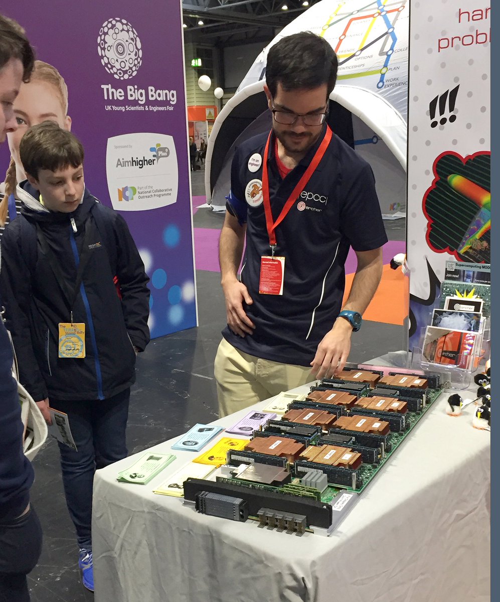 EPCCed's tweet photo. An ARCHER #XC30 board is inspiring new Computational Scientists at the @BigBangFair today. Great to see it next to the life-size image of an @ARCHER_HPC cabinet. Thanks to @cray_inc for organising the board and cabinet pic! https://t.co/UAQoYLCjRJ