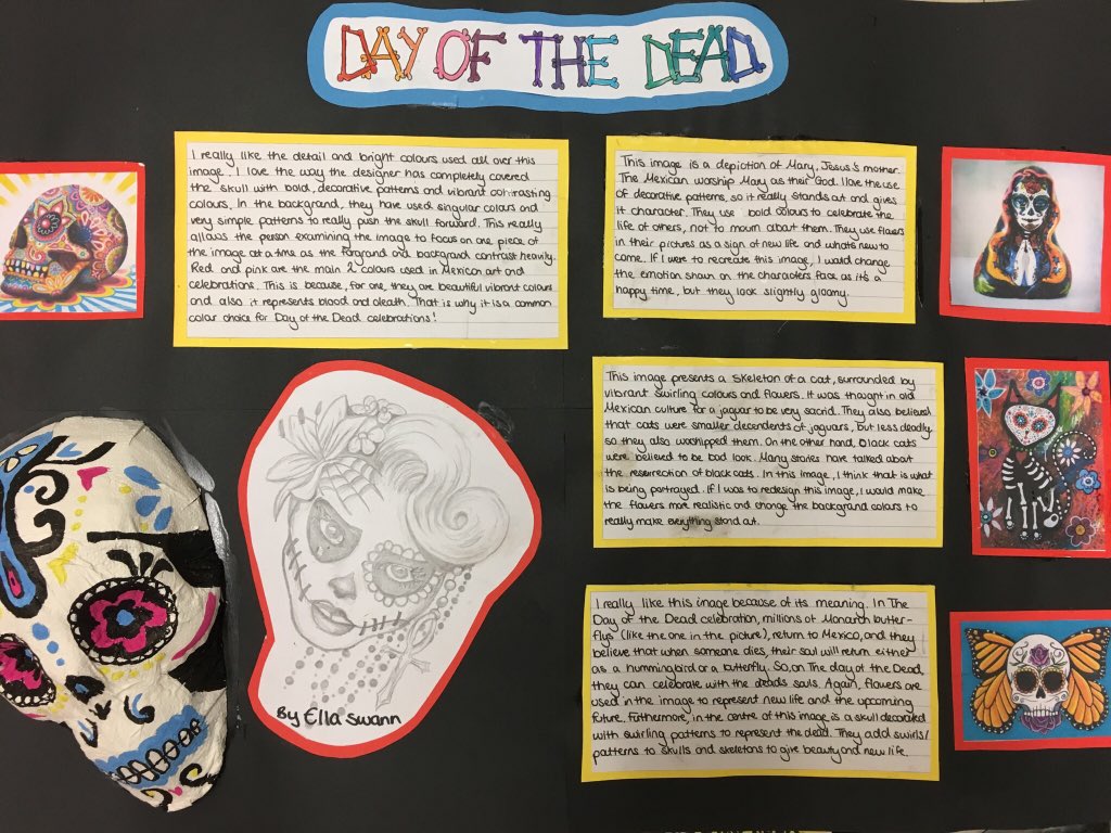Some amazing Year 8 homework’s created for their Mexican Day of the Dead project 👏🏻