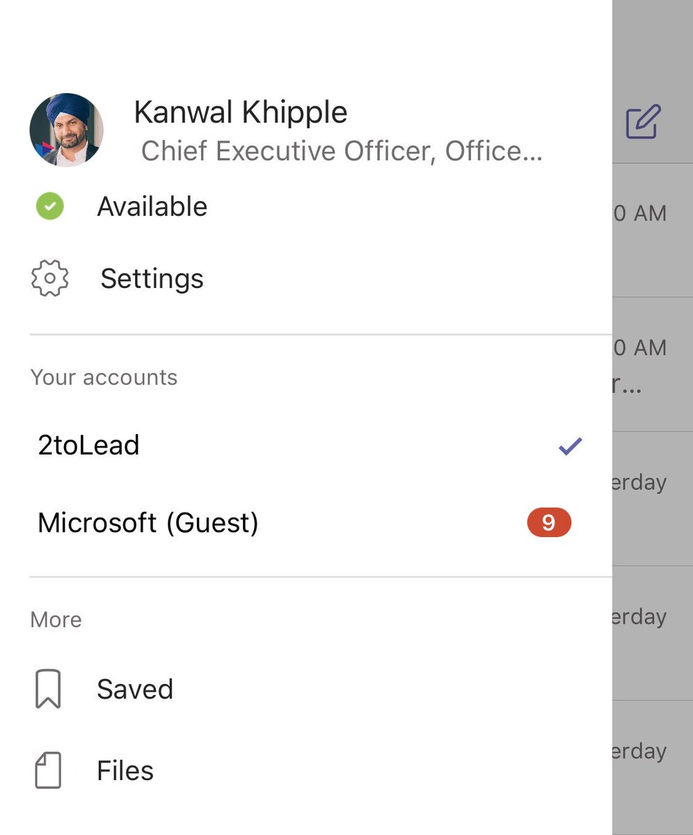 kkhipple's tweet image. Love that I can now switch accounts right within @MicrosoftTeams ios app #continuousimprovment