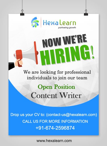 HexaLearn's tweet photo. #contentwriterjobs
#hireacontentwriter
#needacontentwriter
#contentwriterbhubaneswar
#contentwriterindia
#contentwriterposition https://t.co/5zWmgoGXVB