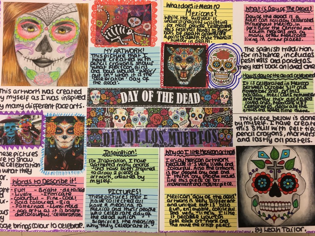 Some amazing Year 8 homework’s created for their Mexican Day of the Dead project 👏🏻