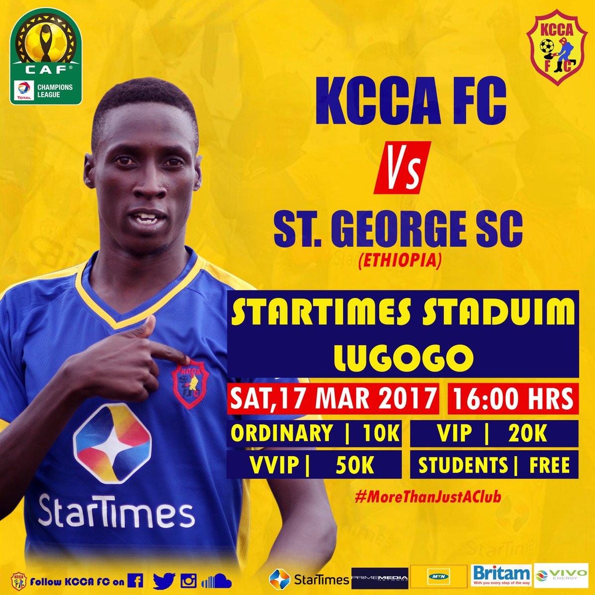 KCCAFC's tweet photo. Less than 24 Hrs to Kick off. #KCCAFC Vs #StGeorgeSC
There is only 1โฃ place to be tomorrow at 4pm...... @StarTimesUganda Stadium Lugogo.
#MoreThanJustAClub https://t.co/ayqpJcpPos