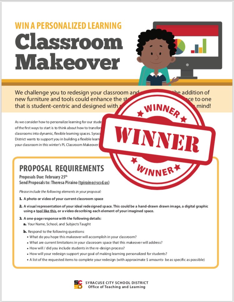 We will be announcing the winners of the PL Classroom Makeover Challenge this morning!