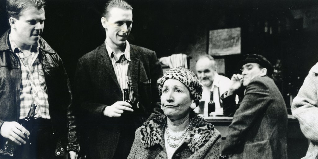 LyricBelfast's tweet photo. In 1981 the Lyric premiered Dockers by Martin Lynch. Today’s Lyric 50 photograph features Maureen Dow, Robert Taylor, Stewart Graham in the 1992 revival production. Martin Lynch returns to the Lyric next week with his latest play #WellWalkHandinHand. #Lyric50 https://t.co/tv1TNcBBTg
