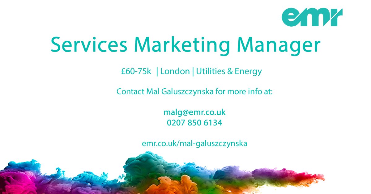 EMR_IR's tweet photo. Services Marketing Manager | £60-70k | London | Utilities &amp; Gas. Please contact Mal for more details https://t.co/NiKMRHDt2e https://t.co/BA8TtwZoOC