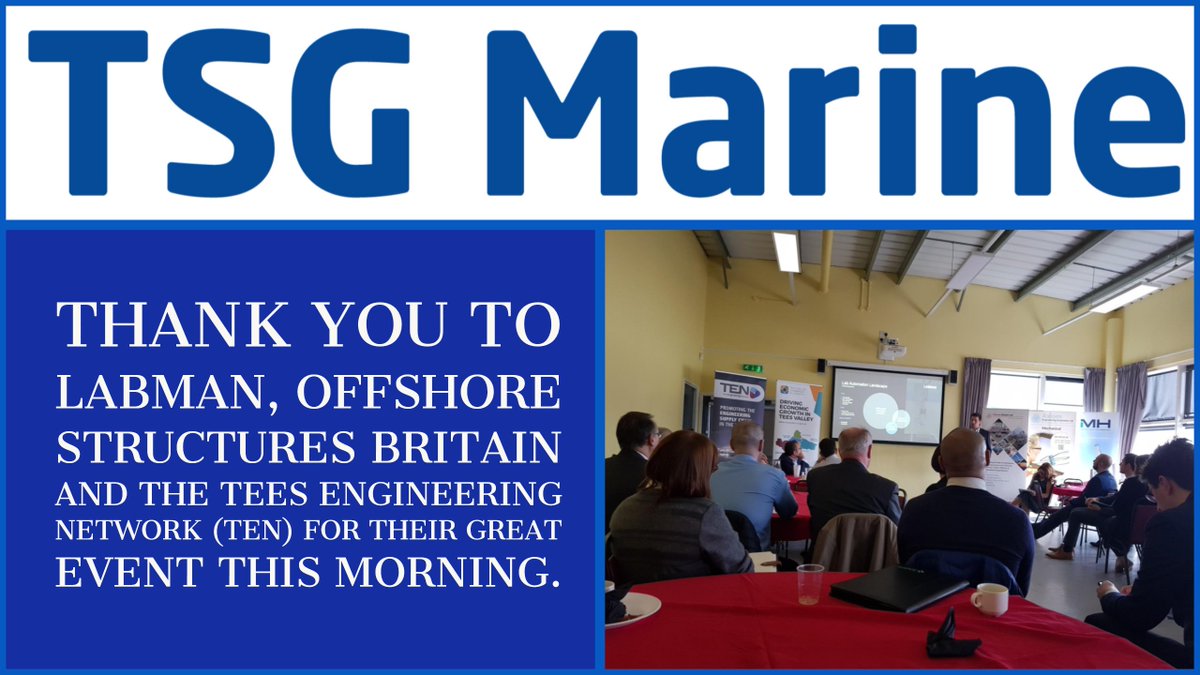 TSGMarine's tweet photo. @TSGMarine would like to thank TEN #teesengineeringnetwork for their event this morning - it was great to hear speakers from Labman Automation and EEW Offshore Structures (Britain) Ltd.
#Networking #networkingevent #NorthEastBusiness #NorthEast #network https://t.co/XeC9KhGhD9