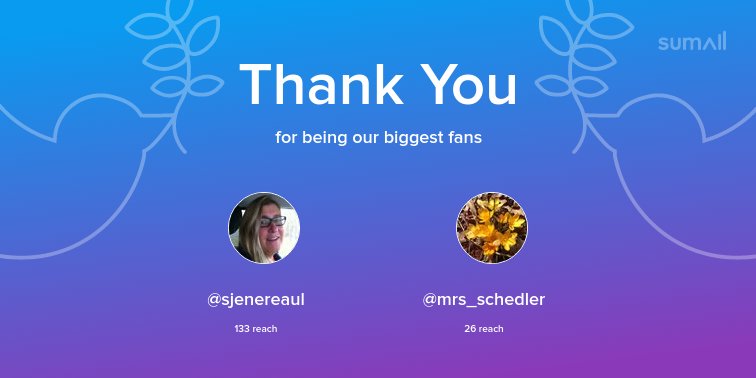 JenniferBogart's tweet photo. Our biggest fans this week: @sjenereaul, @mrs_schedler. Thank you! via https://t.co/vX3jnupNZP https://t.co/itXUkCktgy