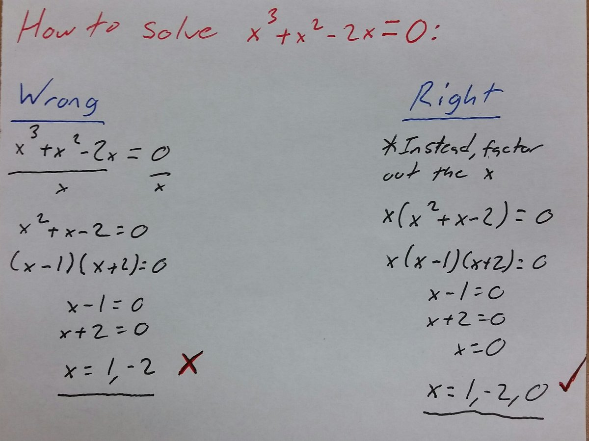 GrantMathDept's tweet photo. A tip on solving equations using factoring: https://t.co/e2fniFknIi