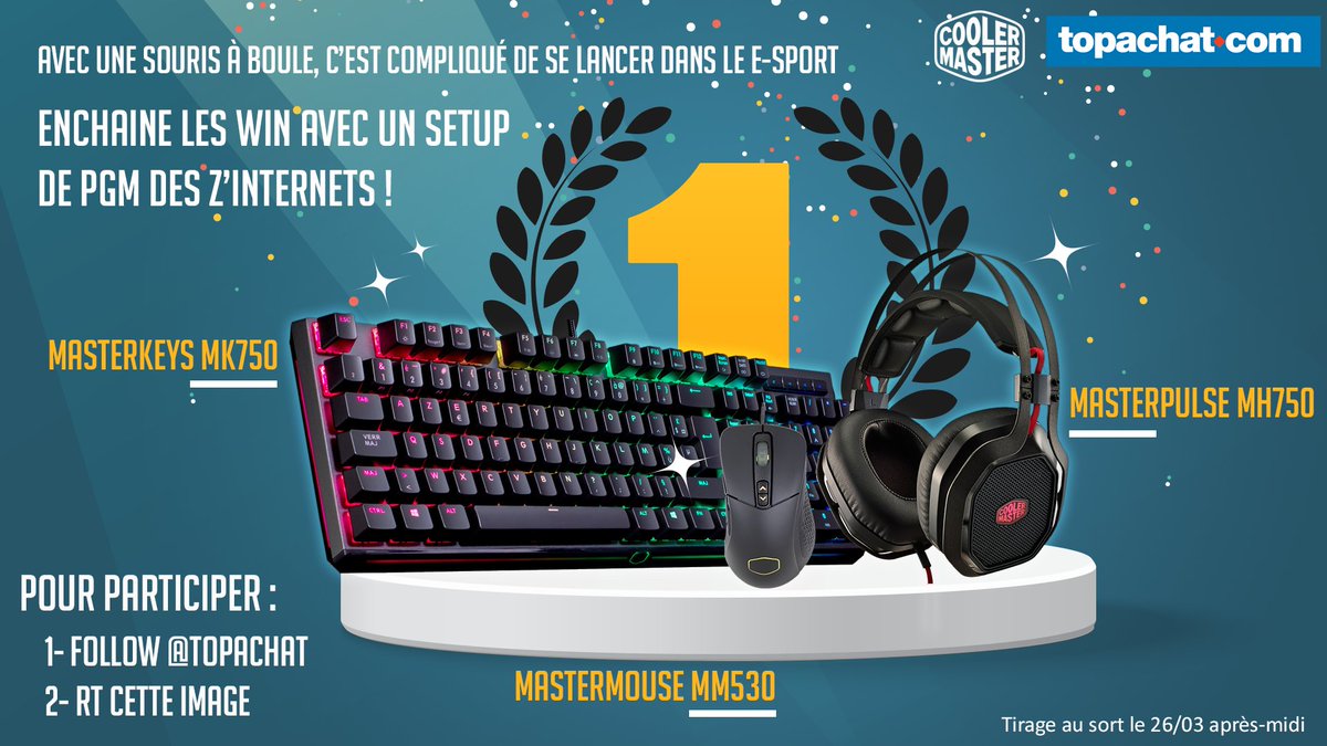 TopAchat's tweet photo. 🎁 #Concours 🎁
Enchaîne les win avec un setup @coolermasterfr de PGM des z'internets de le e-sport ! 👌😎

Pour participer :
👉 RT
👉 Follow @TopAchat https://t.co/pb5hSlVYhS