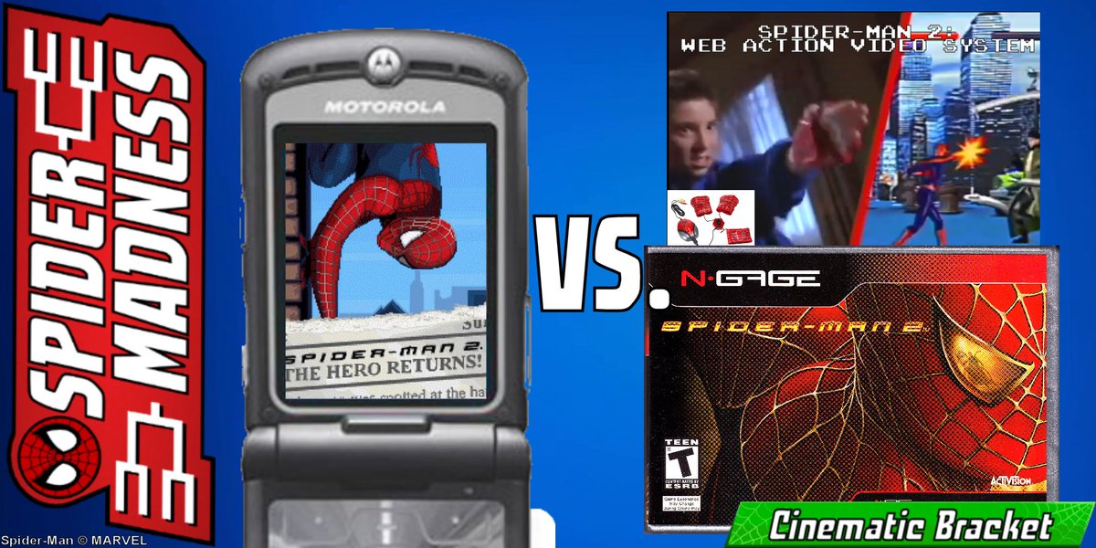 cbake76's tweet photo. 4 POLLS, THIS THREAD!
#SpiderMADNESS MATCHUPS #17-20
Two old games, same #SpiderMan branding.
@Gameloft isn’t just @SpiderManUNL.
Web of Shadows was a 2D platformer on PS2/PSP.
More Spidey 2 games! Flip-phone action! Motion controls! #Sidetalkin’!
https://t.co/r4HrMjEIu0 https://t.co/aWK4OUApZn