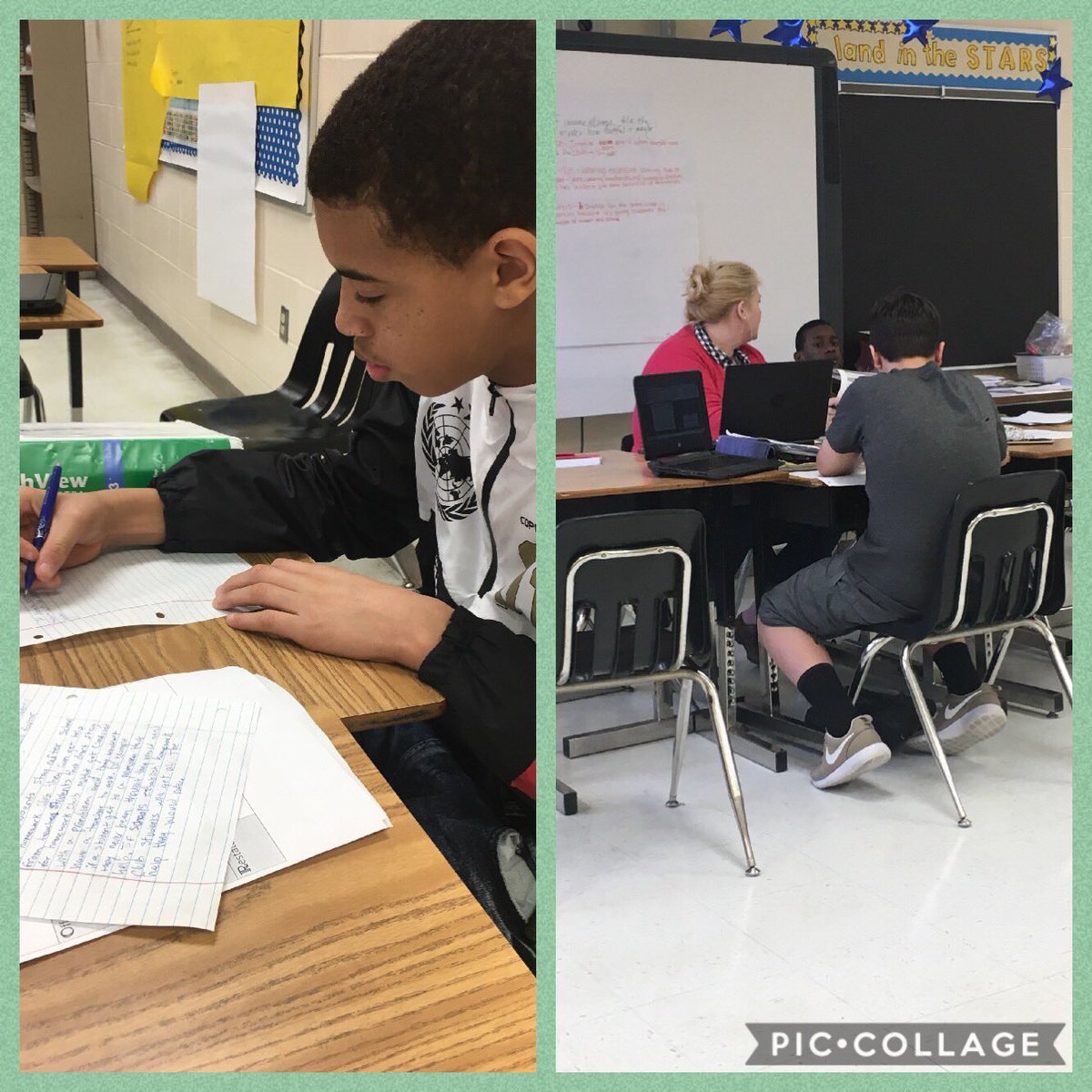 _MrsKerns's tweet image. 8th graders @CLMSJETS are working hard during writing boot camp. These students came to visit twice yesterday because they wanted to keep writing! #vbamazing @jmpohl @CVadersen @tucker_teri