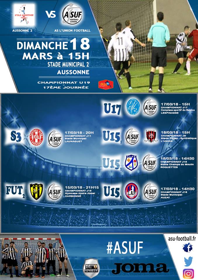 ASLUNION_Foot's tweet photo. C'est parti pour le programme du week-end !
Pas de match pour nos séniors 1 ce week-end, du coup ce sont nos U19 qui sont à l'honneur avec un déplacement à Aussonne.
#ASUF https://t.co/ArCXI0NNLM