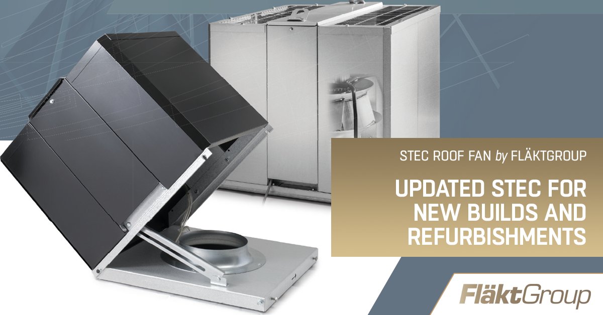 FlaktGroup's tweet photo. Our newly updated STEC #RoofFan is perfect for new buildings and #refurbishments. Visit our site for more details: https://t.co/8vnOVa3Ust…/ventilation-fa…/roof-fans/stec/ https://t.co/E4pGlO3KNi