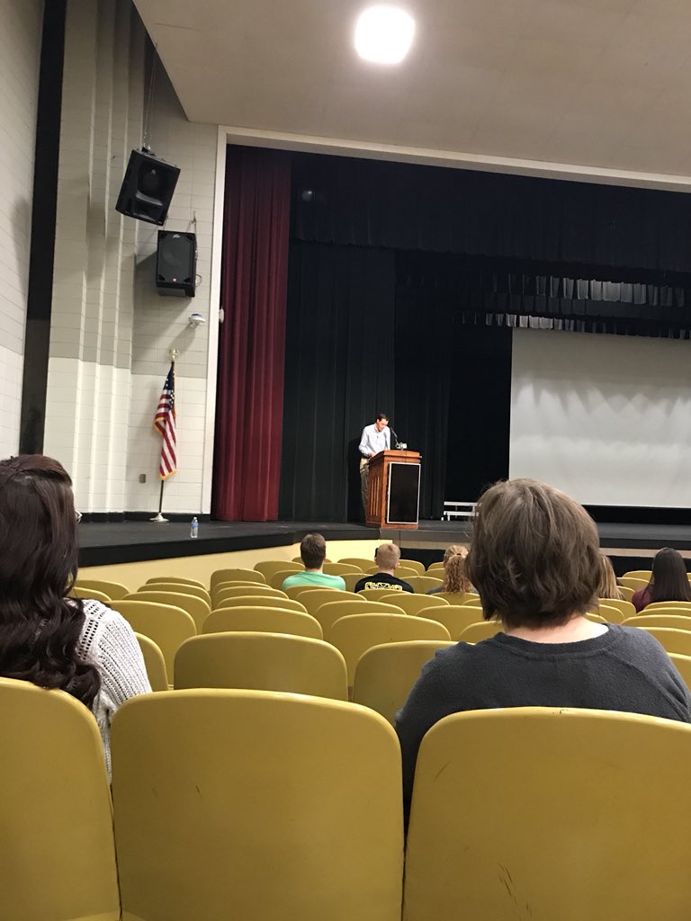 SusanHDe's tweet photo. One of my favorite speeches each school year... Kyle Taylor does a wonderful job talking to our juniors and seniors about making good choices on Prom night! #PromBreakfast2018 https://t.co/M9xxOhVAjR