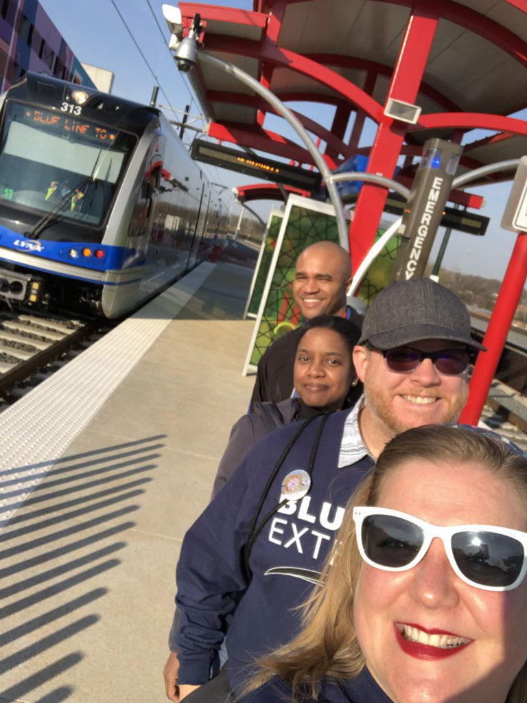 QC_Cosmopolite's tweet photo. The Opening Day crew at 36th station! #trainarriving #BLEopening https://t.co/fGfR9vxCgn