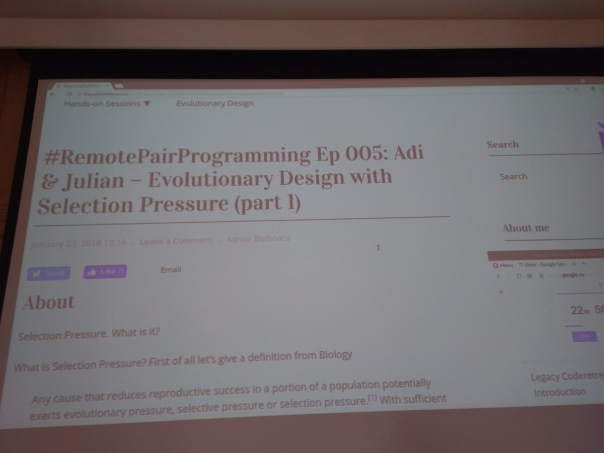 Facilitating an #EvolutionaryDesign workshop with Selection Pressure. Thanks @julianghionoiu for this idea. Check our #remotepairing codecast as well for more details. #SoCraTesCH blog.adrianbolboaca.ro/2018/01/remote…