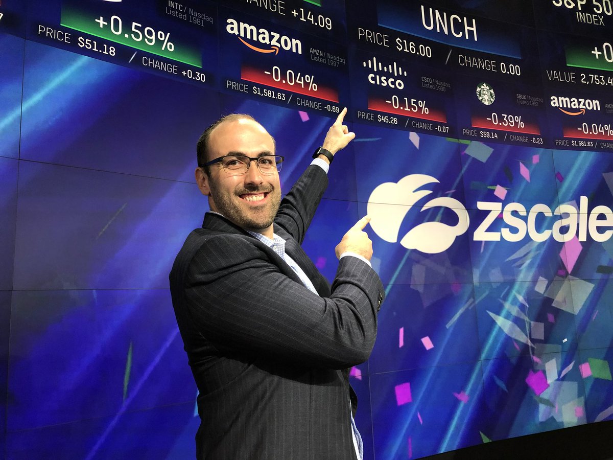 robilium's tweet photo. Two careers, two logos, one stage.  #ZscalerIPO #Zscaler #IPO https://t.co/W1JQy5lVt5