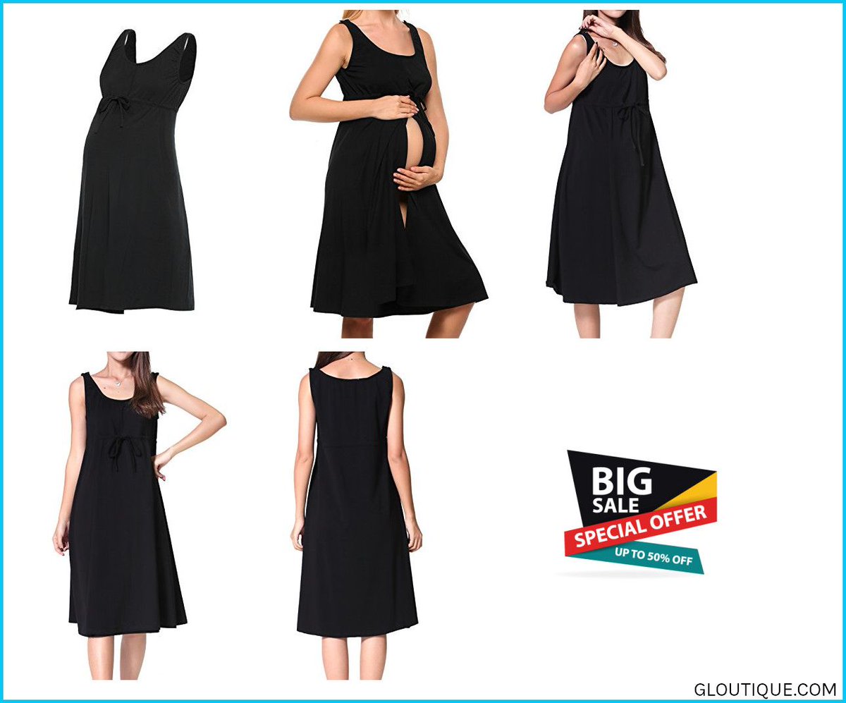 Maacie Women Maternity Sleeveless Dress Pregnant Summer Casual Daily A-Line Dress