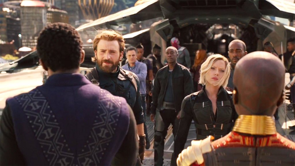 spjdeyholland's tweet photo. WE GOT STEVE, NATASHA, OKOYE, T’CHALLA, BRUCE, RHODEY, SAM, WANDA, AND VISION in just this one shot?! that’s power https://t.co/mBrdPOL6RW