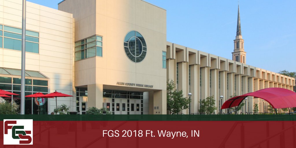 Mark your calendars for #FGS2018! Our annual conference will be in Fort Wayne, Indiana 22-25 August! bit.ly/2Hh9D7A #genealogy